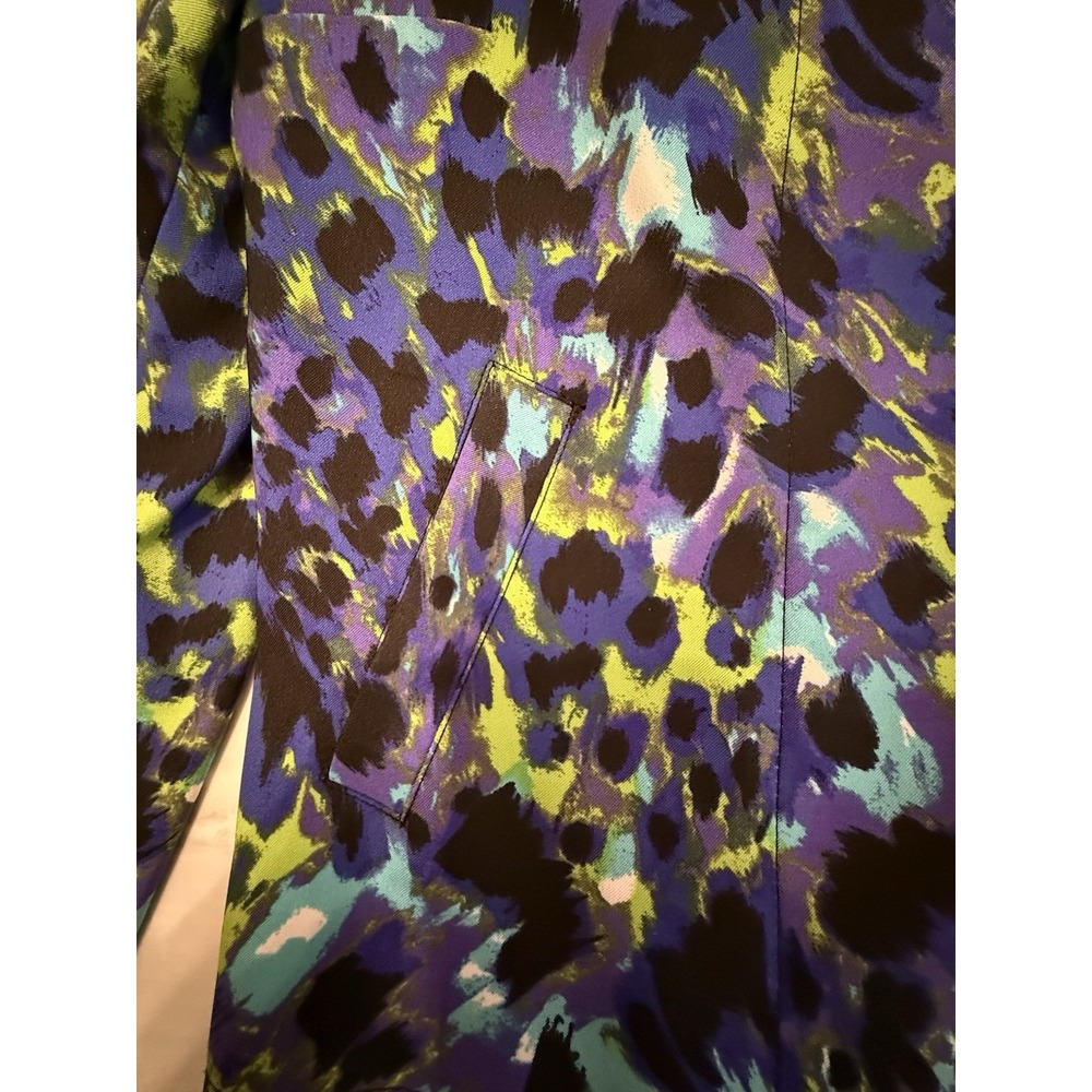 EVAN-PICONE 8P Purple Black Lime Abstract Print Open Front Blazer NWT - Picture 3 of 10